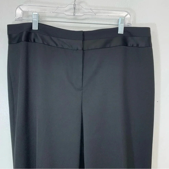 Talbots Trouser Pants Woman 14 P Black Straight Wide Leg Front Zip Classic Work - Picture 3 of 13